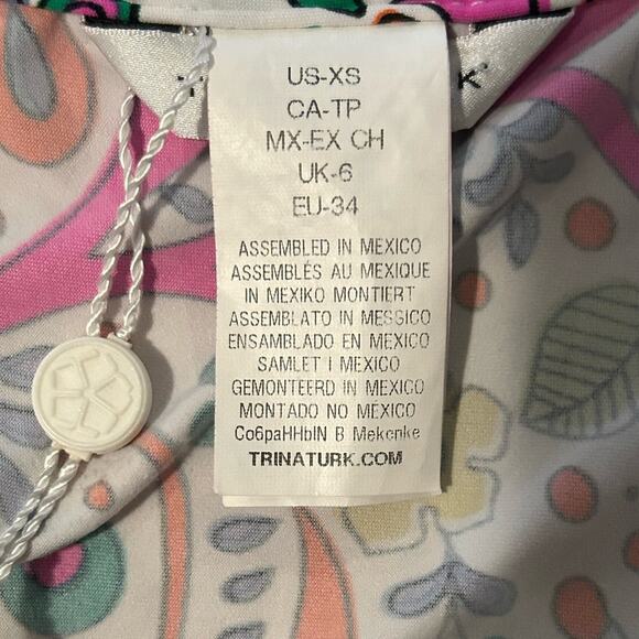 NWOT trina Turk caftan tunic beach swimsuit coverup lace up paisley pattern s XS - Picture 13 of 13